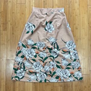Floral A-Line Midi Skirt in Blush